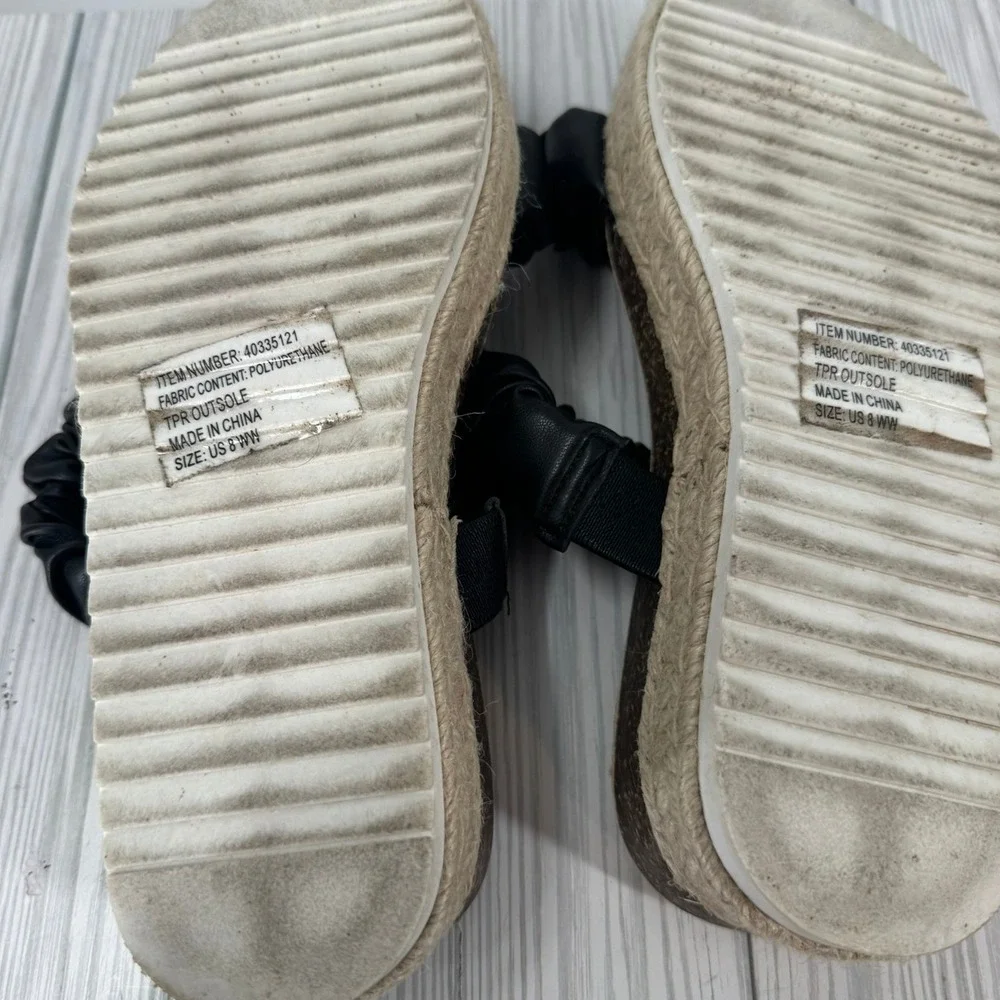 Torrid Women's Black Double Band‎ Espadrille Platform Slide Sandals Size 8WW